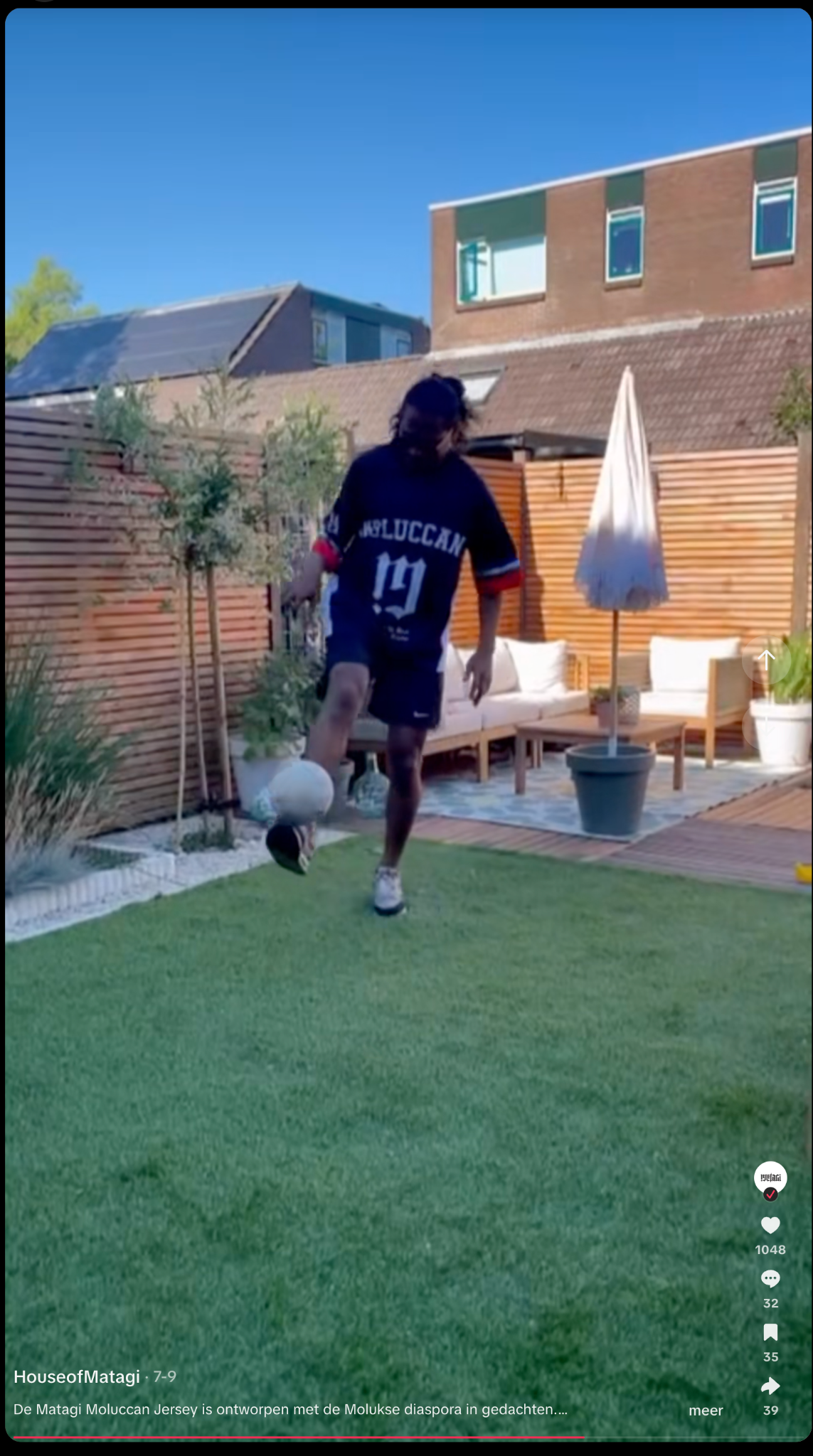 Creator playing football in the MATAGI Moluccan Jersey