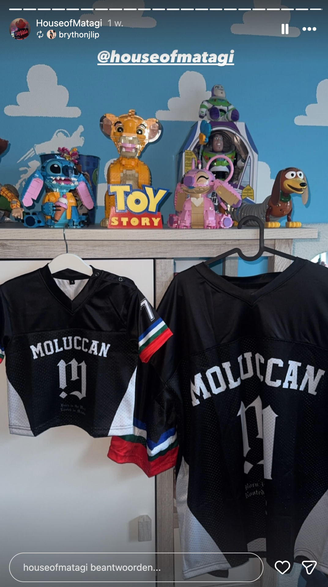 Adult and kids MATAGI Moluccan jerseys displayed together