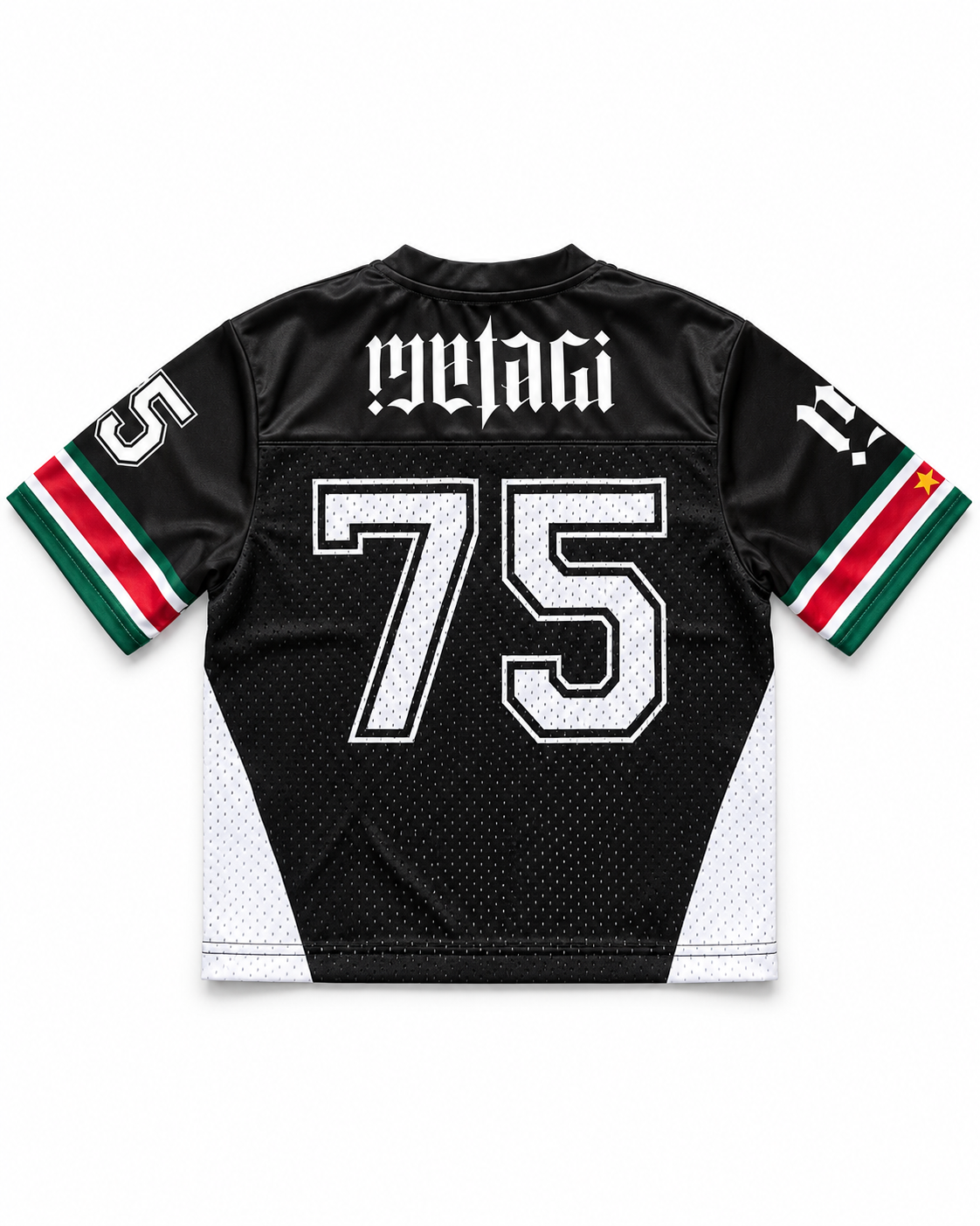 MATAGI Surinamese Kids Jersey Black (Drop 001) — AI-generated product visual, back flatlay