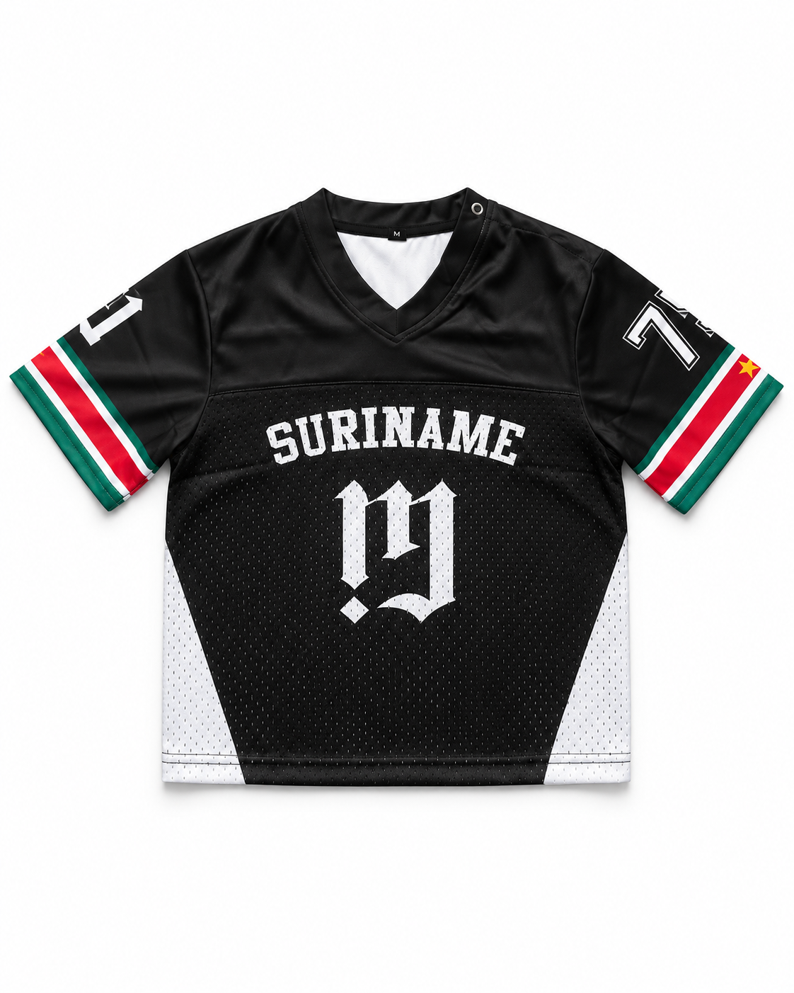 MATAGI Surinamese Kids Jersey Black (Drop 001) — AI-generated product visual, front flatlay