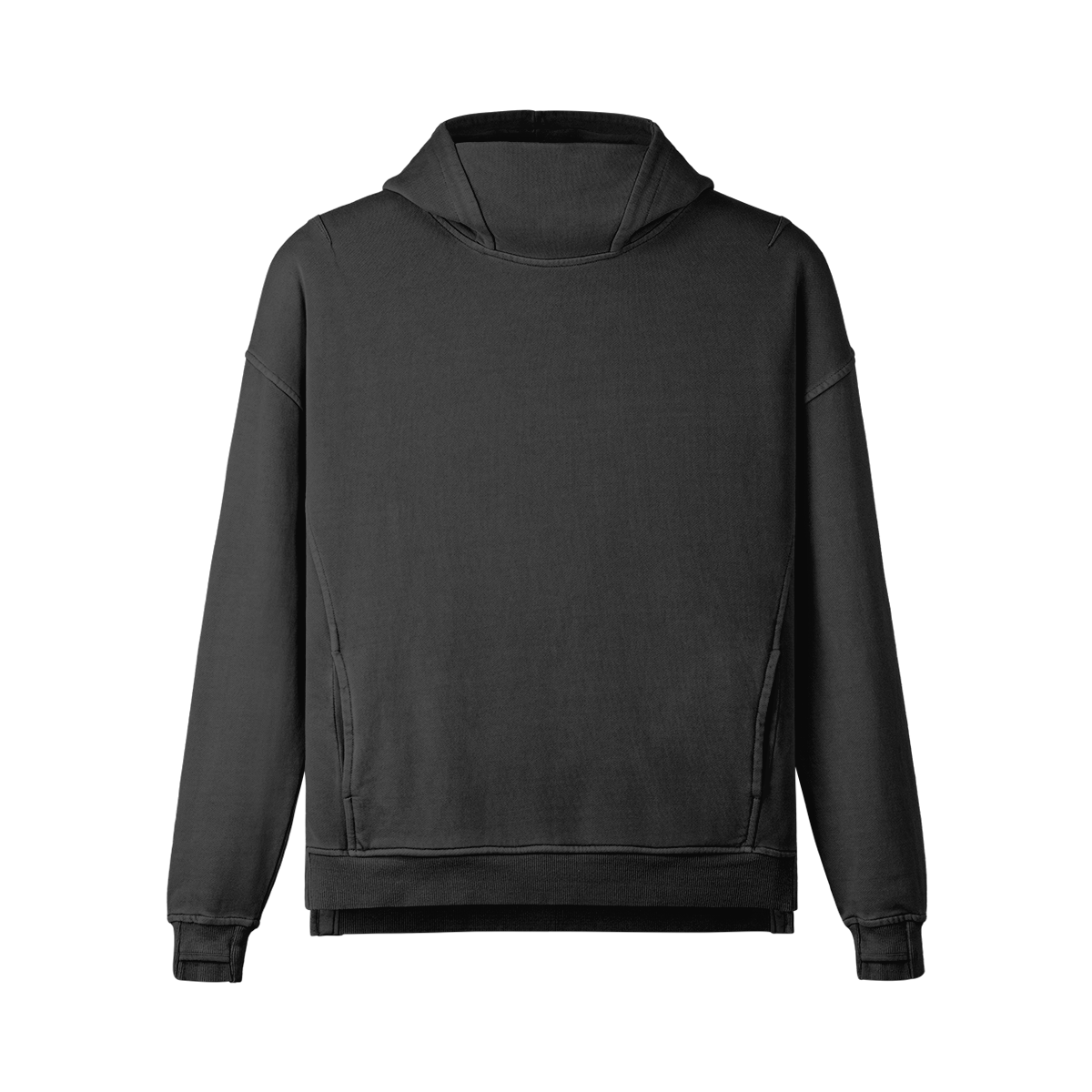FONUA 380GSM Unisex Washed Slit Hem Turtleneck Hoodie B — product image 1