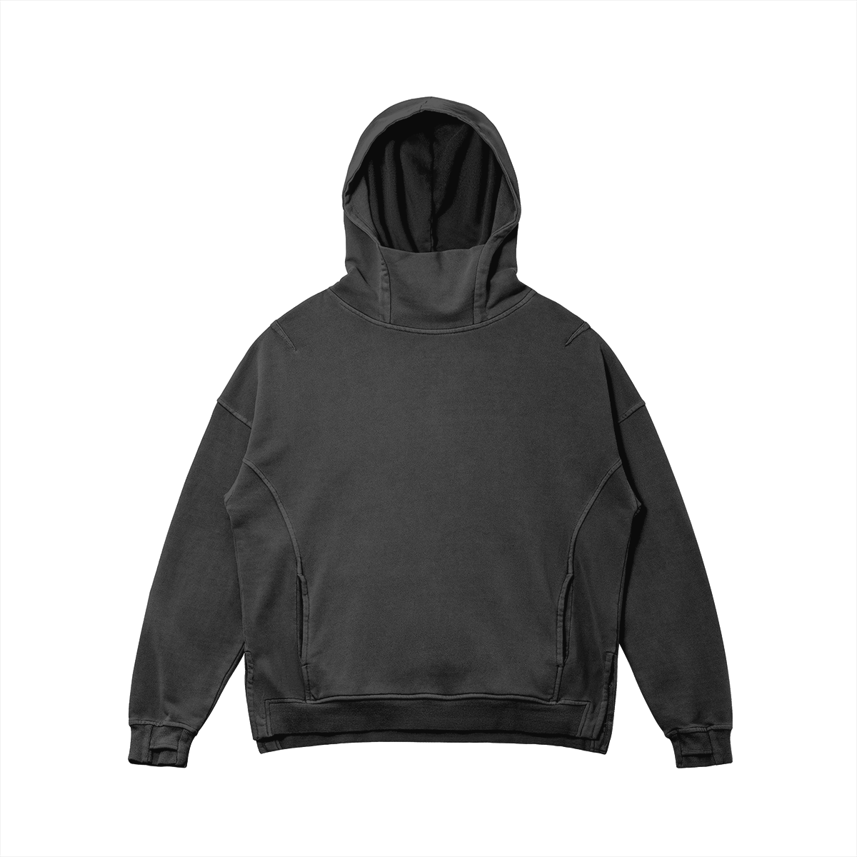 FONUA 380GSM Unisex Washed Slit Hem Turtleneck Hoodie B — product image 3
